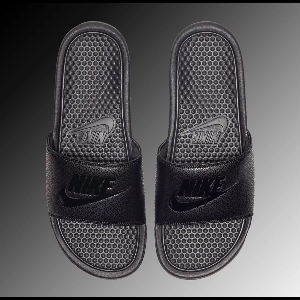 Nike Benassi JDI Slides (NEW) 343880 001 Triple Black Men Size 14